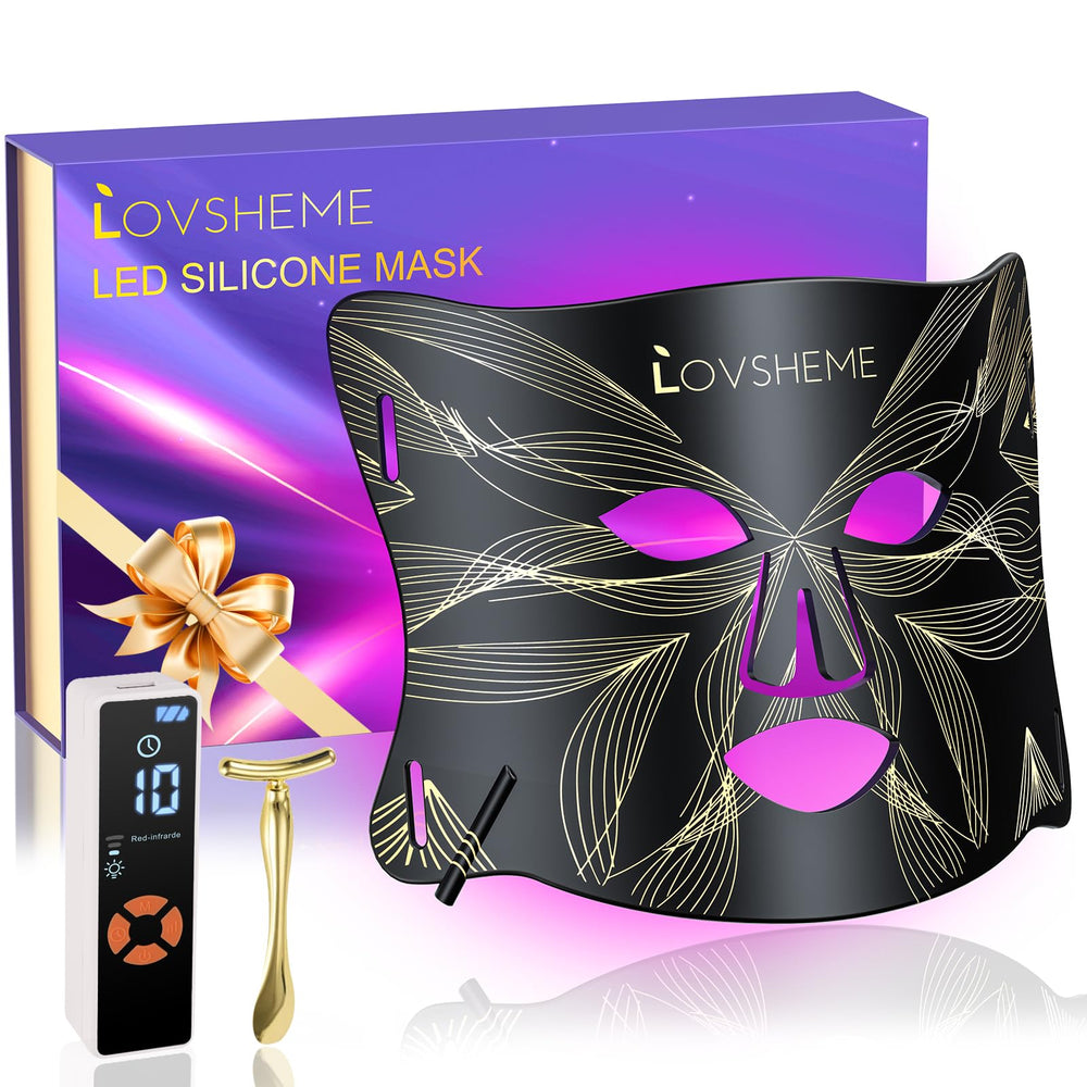 Lovsheme red-light-mask front view with 320 LEDs supports convenient facial rejuvenation.