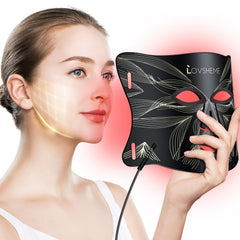 Lovsheme red-light-therapy-mask closeup for at-home skin rejuvenation.