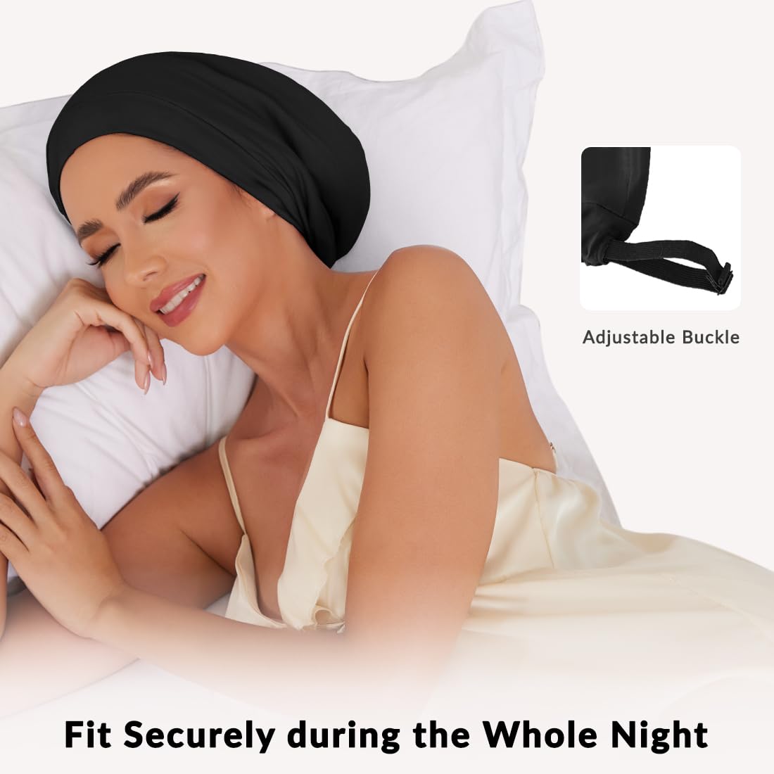 LOVUITEN silk bonnet seamless inner lining reduces hair friction