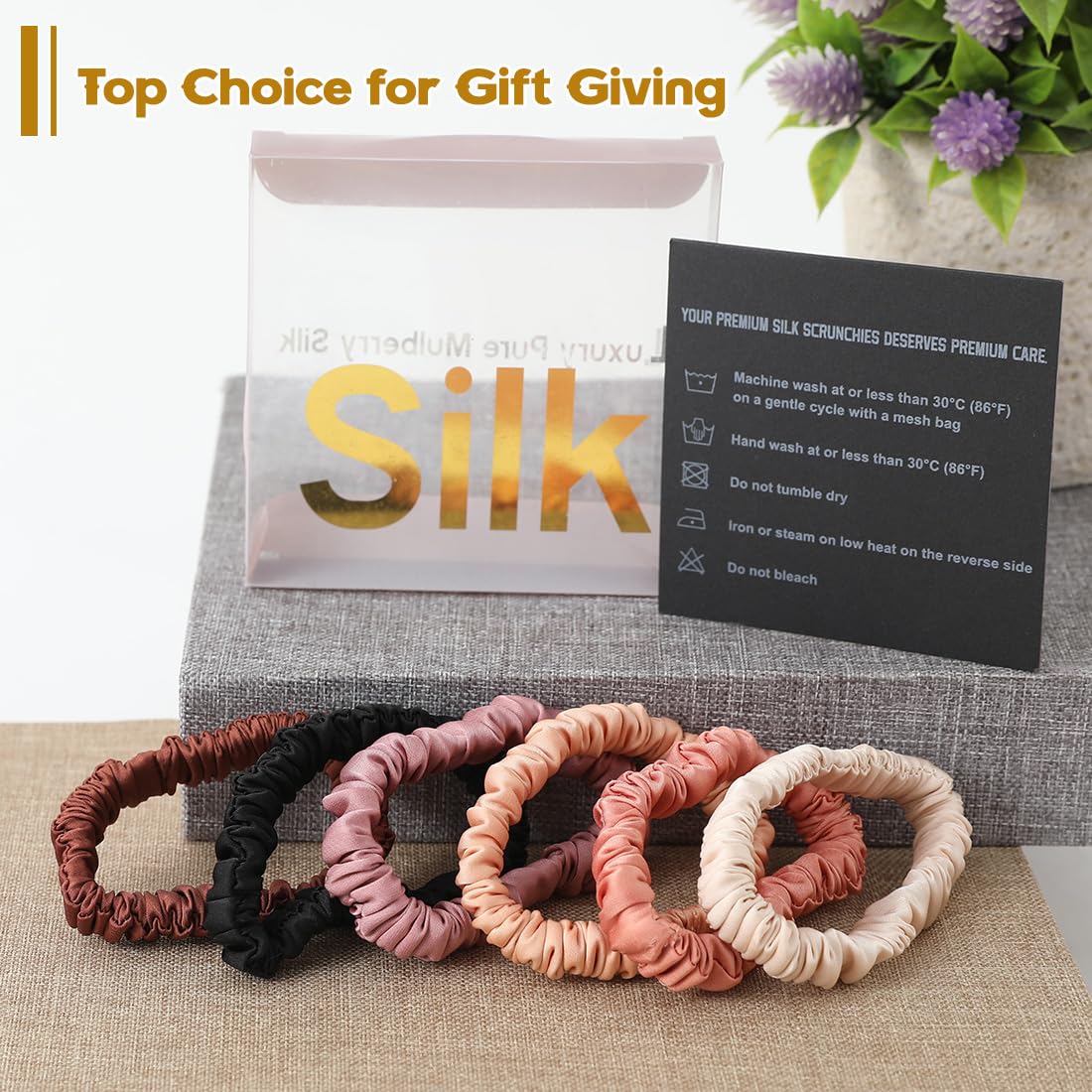 LOVUITEN silk scrunchies cater to all hair types with reduced friction.
