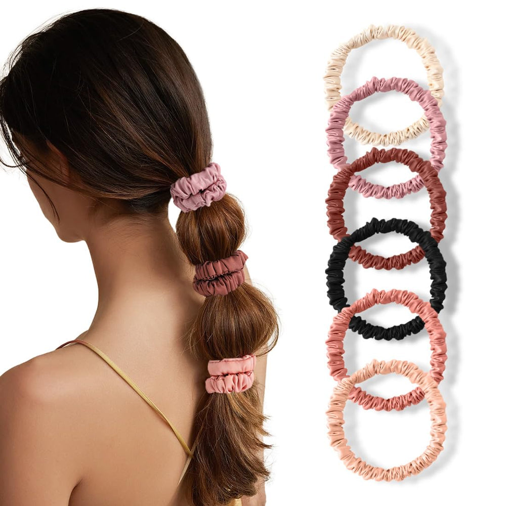 LOVUITEN silk scrunchies on ponytail demonstrate gentle, secure hold.