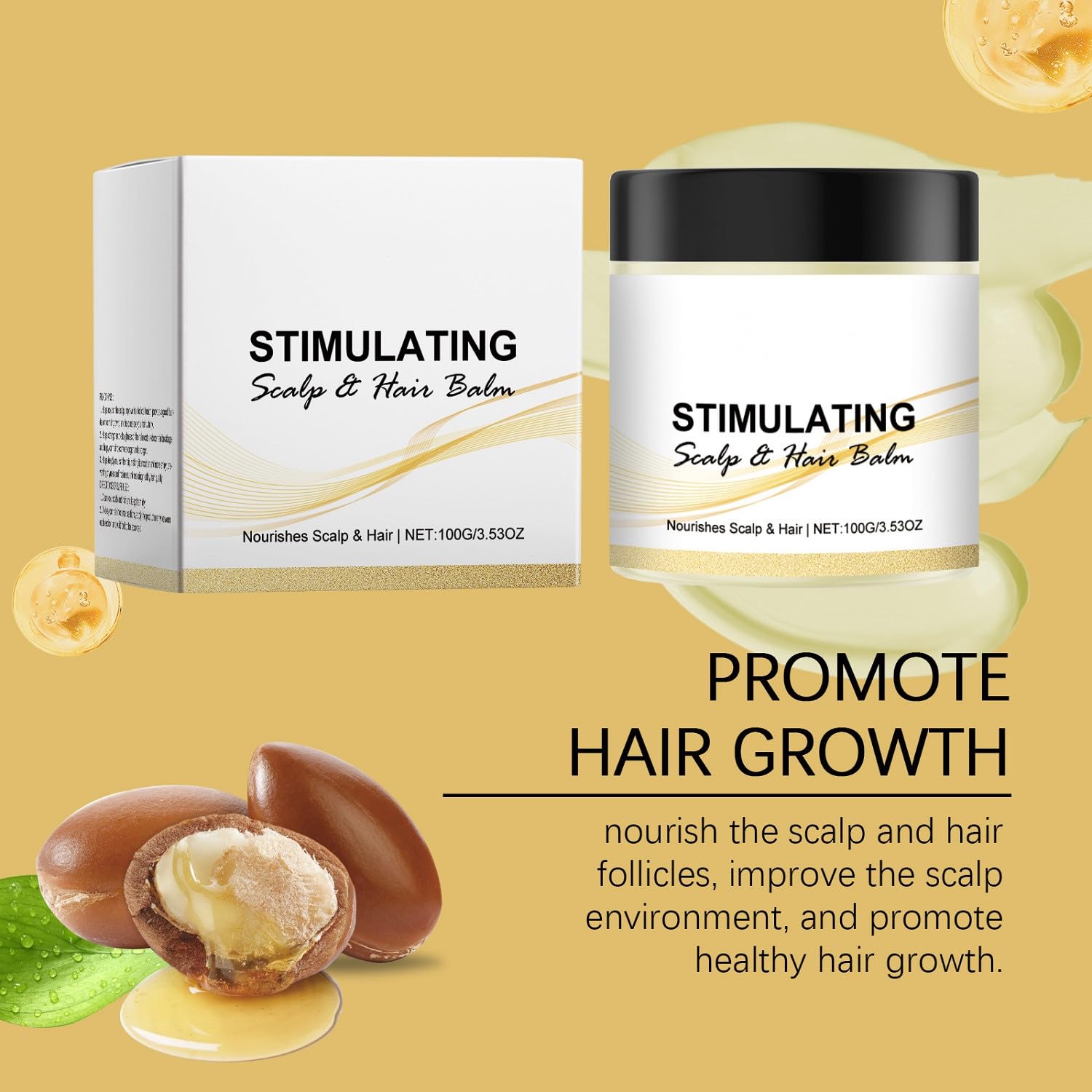 Hair glow after use showing voluminous, glossy strands with LOYOTICE balm