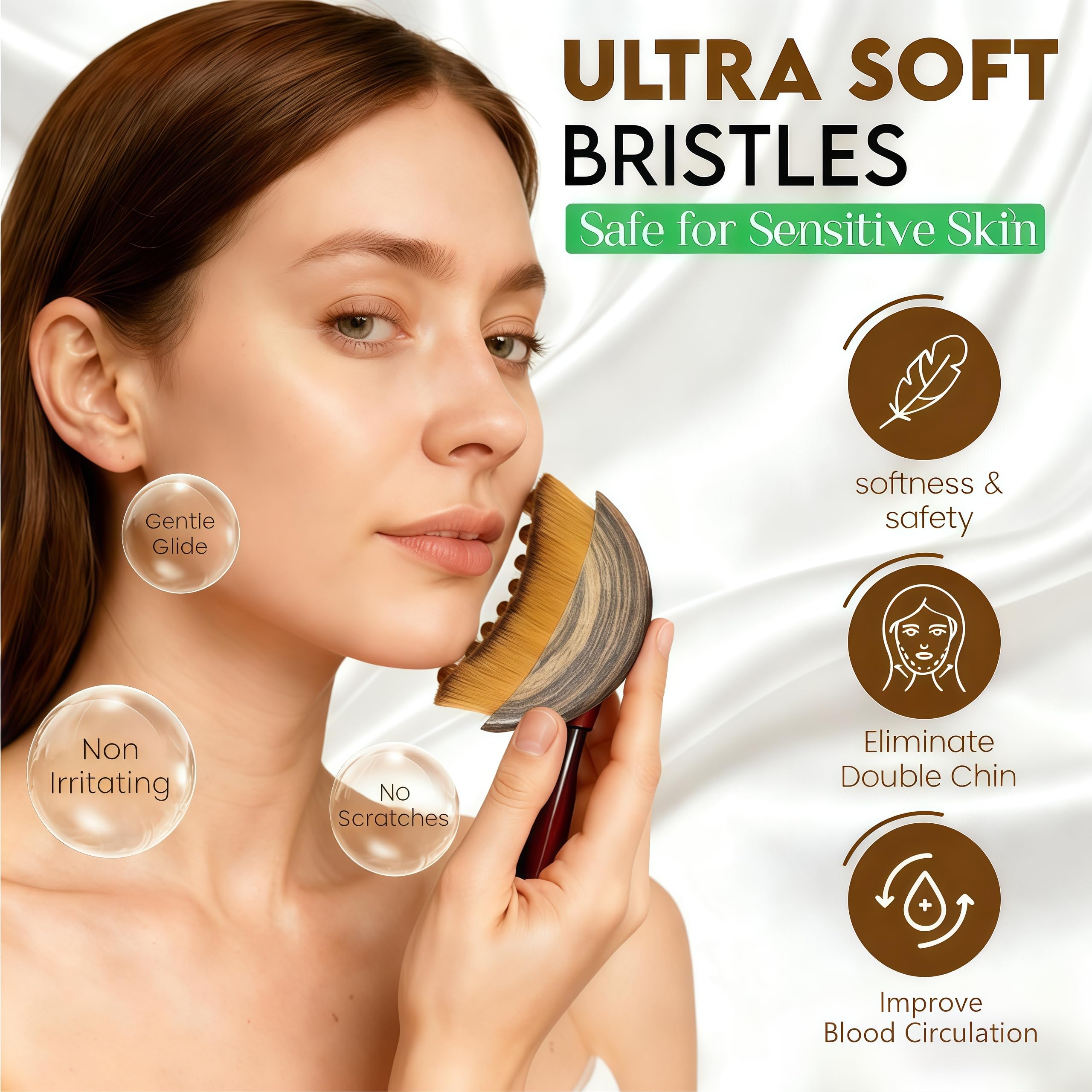 Loyuril ergonomic contour brush close-up for precise facial drainage