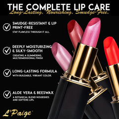 L’Paige Frosted Amethyst application demo shows smooth, even lip glide.