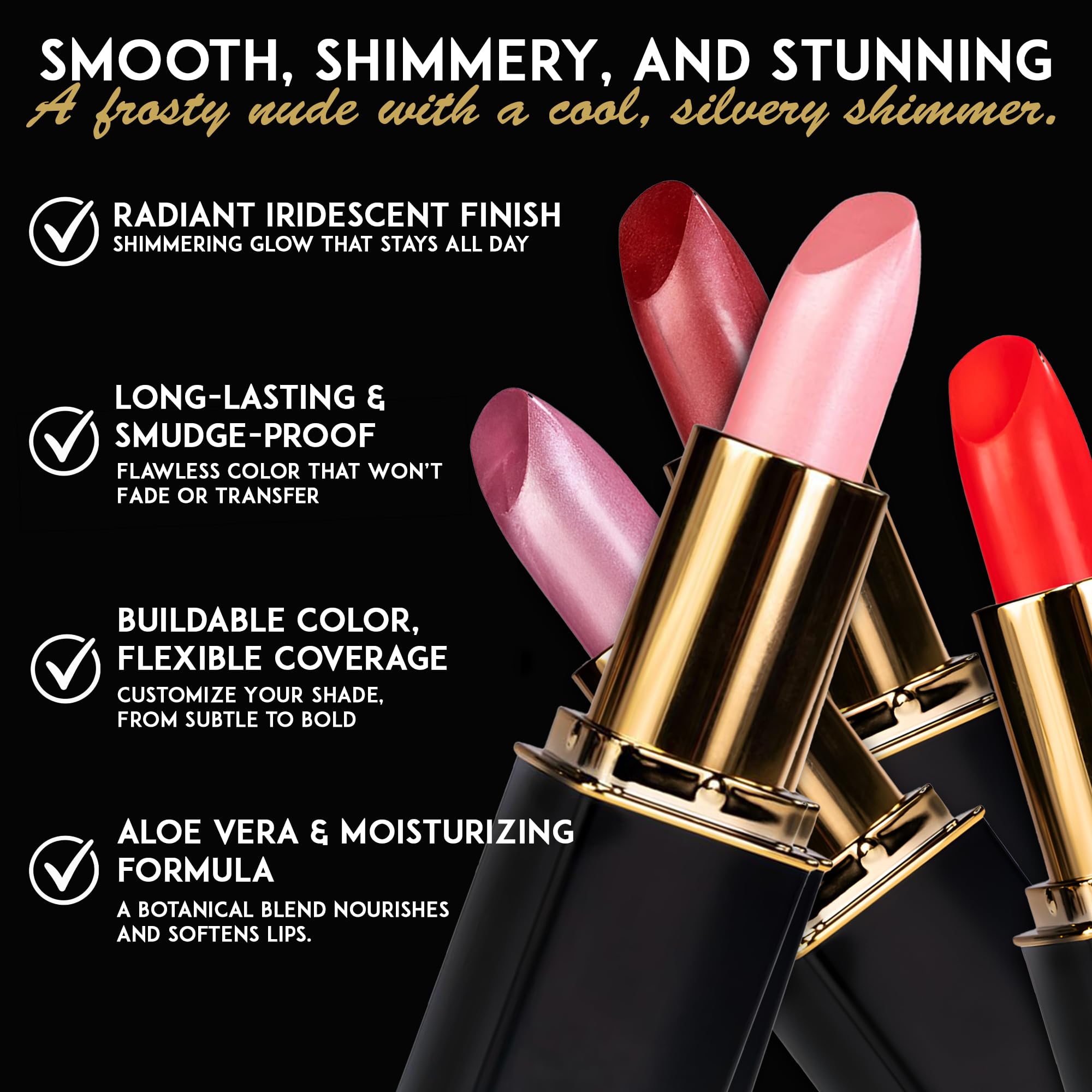L'Paige Shimmery Ice Lipstick being applied with a smooth, buildable shimmer finish.