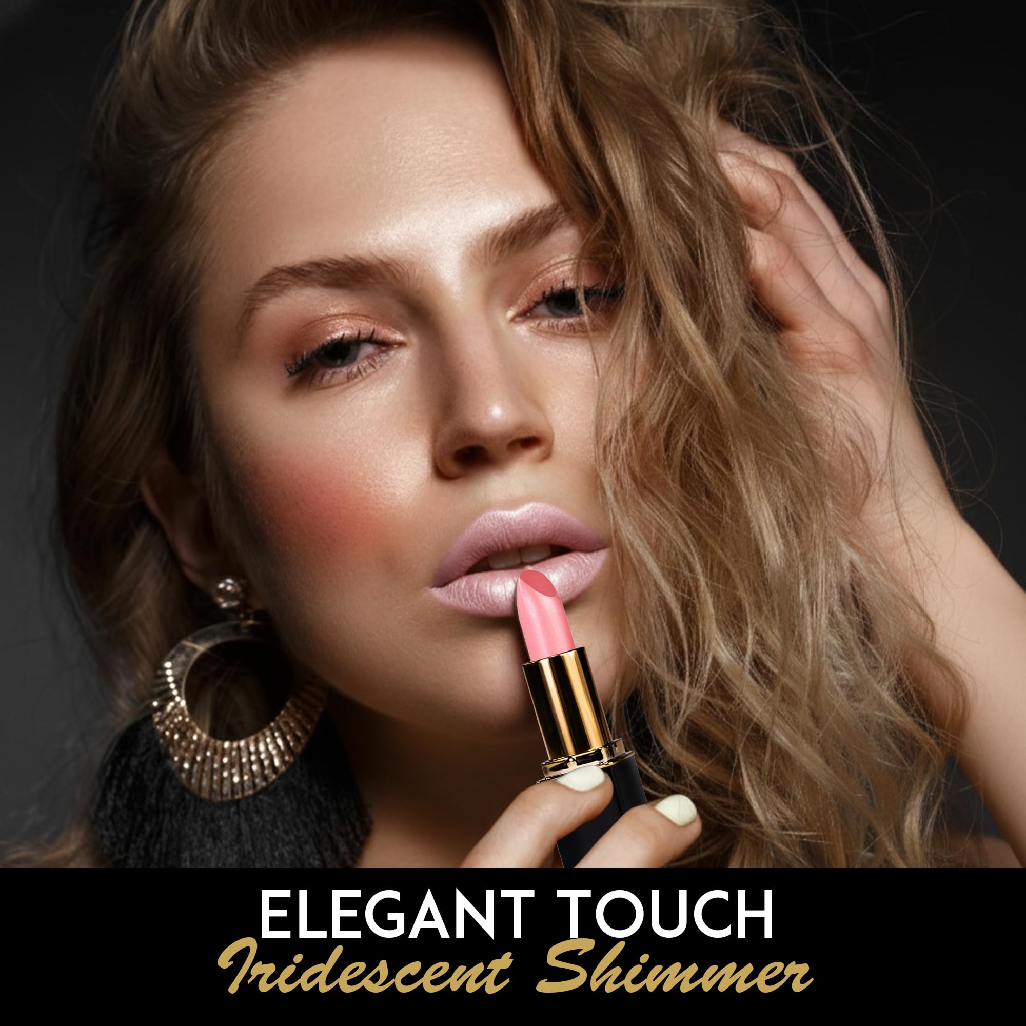 L'Paige Shimmery Ice Lipstick on lips in natural light demonstrates soft, long-lasting color with hydration.
