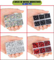 LPBeads hotfix rhinestones AB Crystal Red Clear Black colors showcase vivid shine for fashion projects