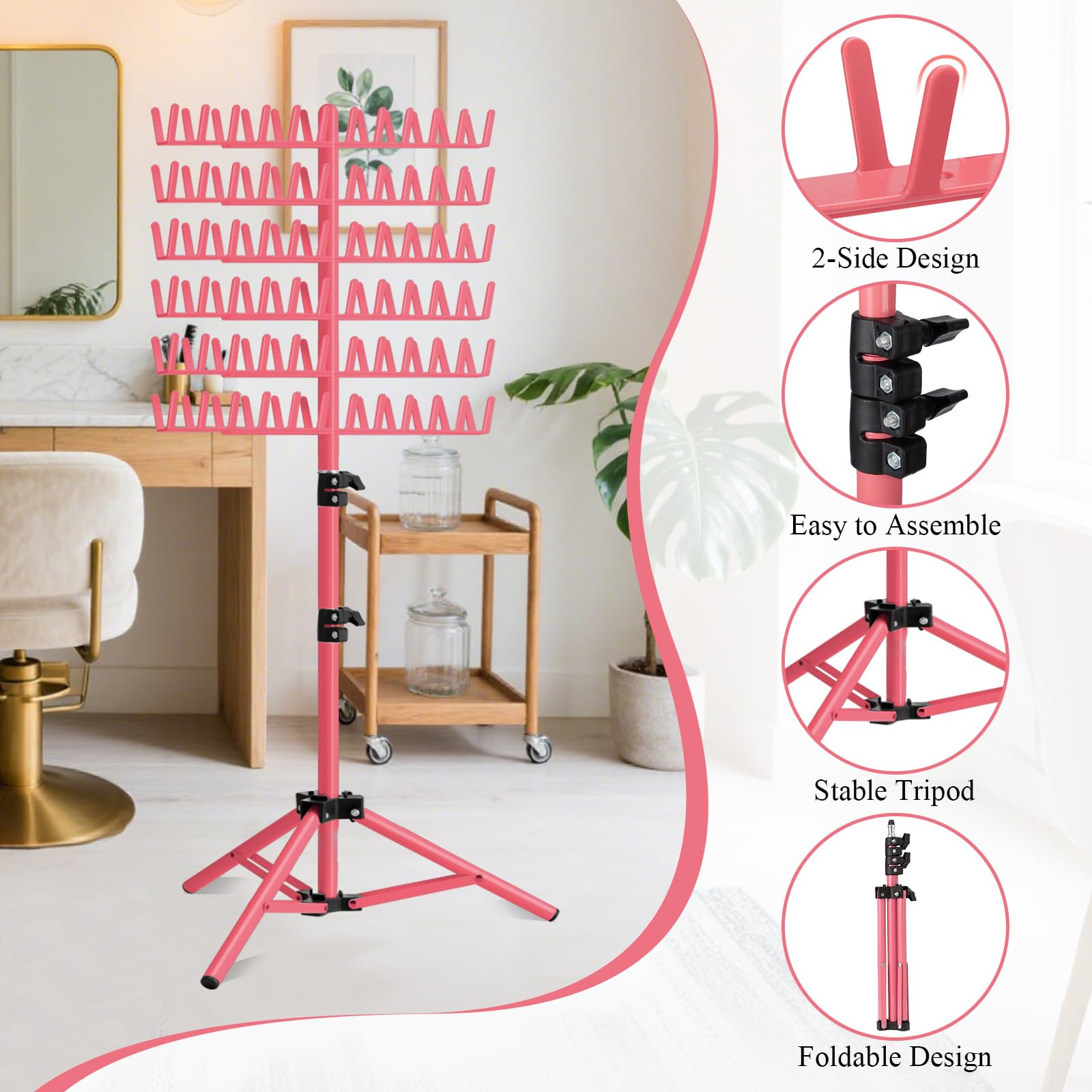LPHGFZA Braiding Hair Rack easy-assembly saves setup time with screw-free snaps.