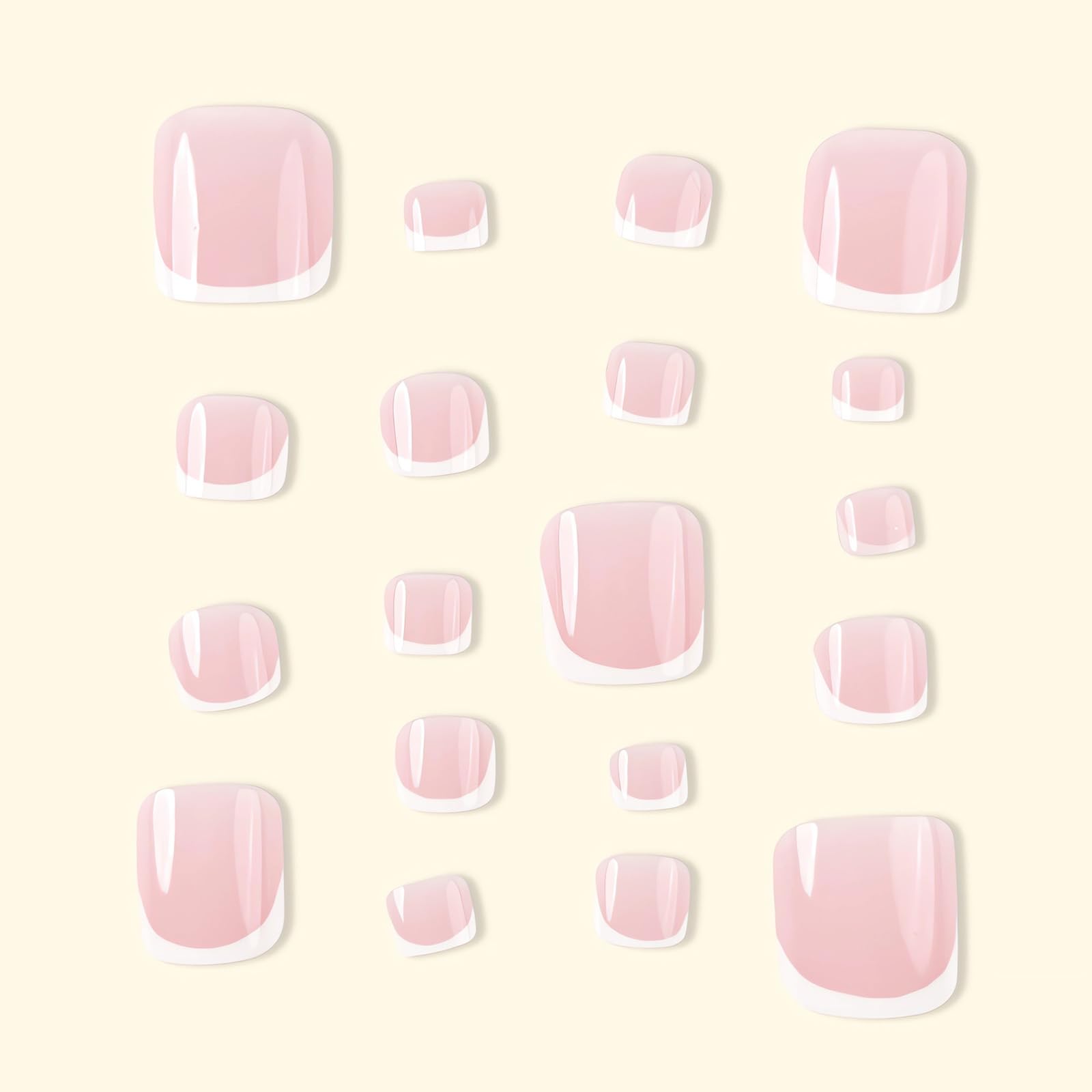 LPOODDNU French-tip design for a subtle white tip pedicure look.