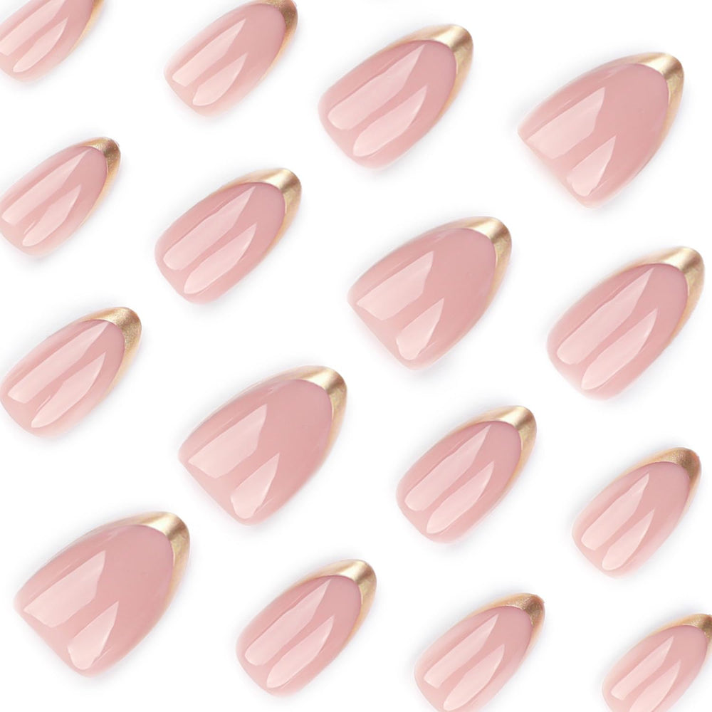 LPOODDNU glossy pink acrylic press-on nails providing durable shine and natural look