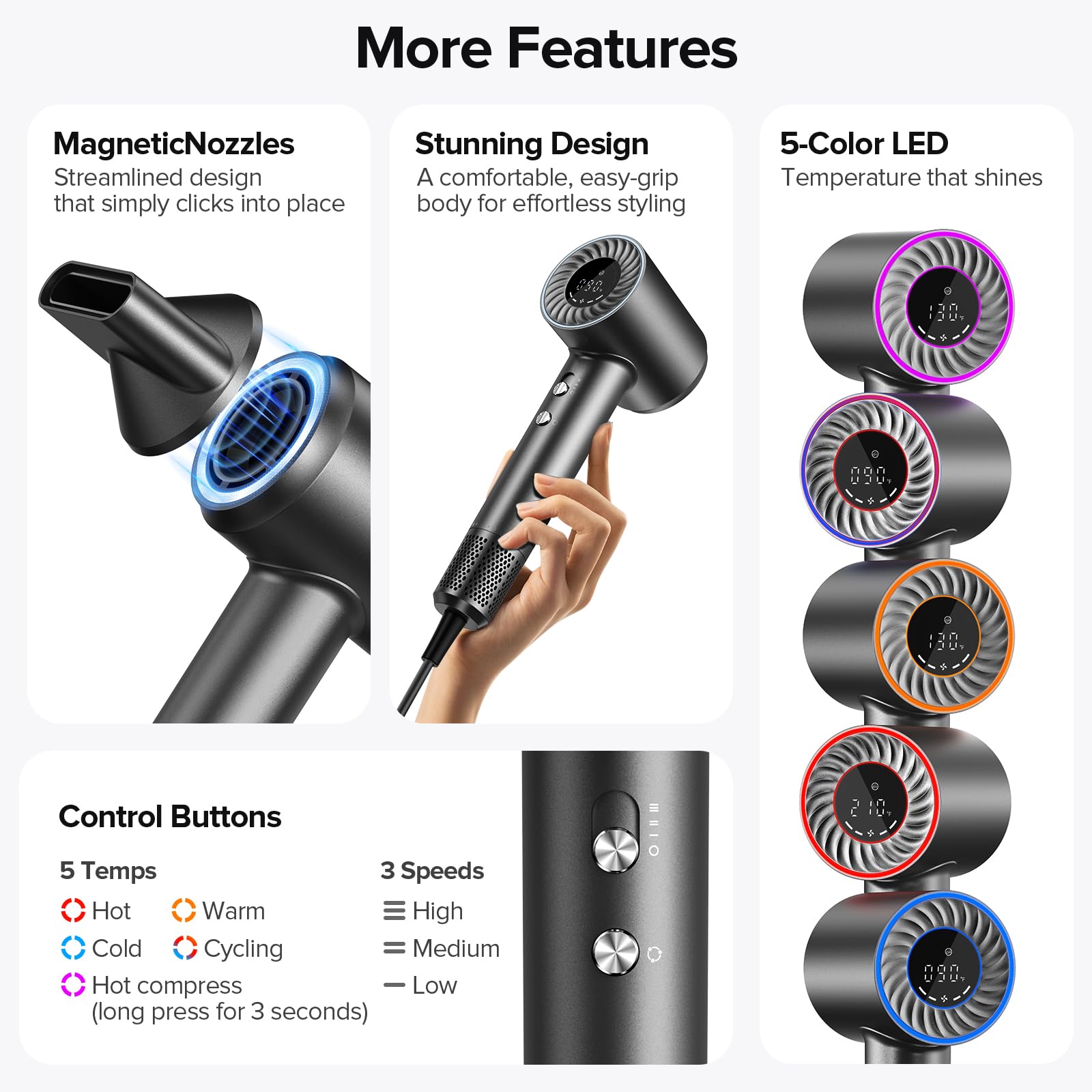 lpstea hair dryer air nozzle and diffuser for versatile looks