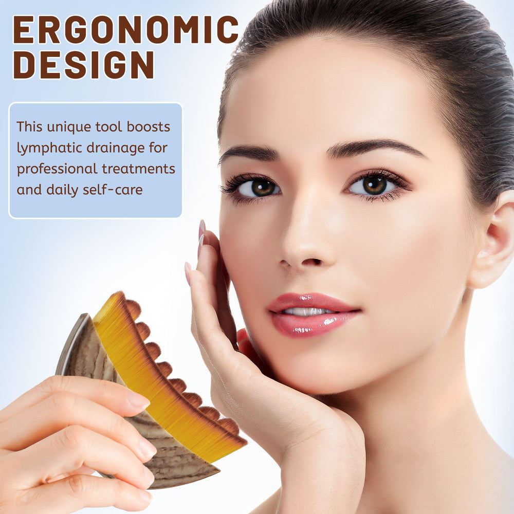 LPZXH lymphatic contour face brush angle-fit demonstrates facial contour glide