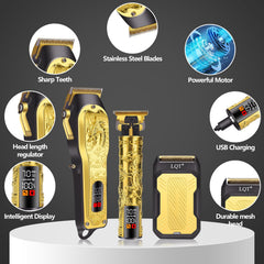 LQT includes 10 guide combs and cape for versatile haircuts