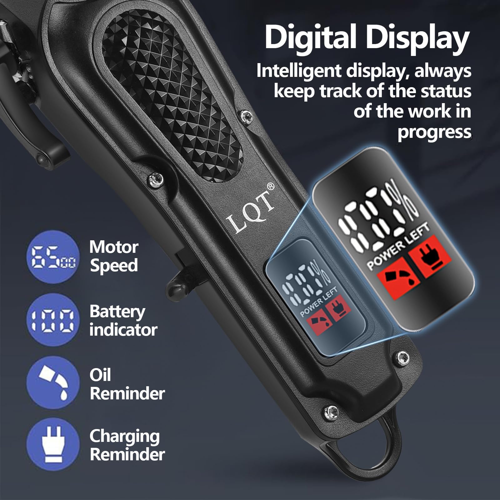 LQT ergonomic hair clippers designed for comfortable handling.