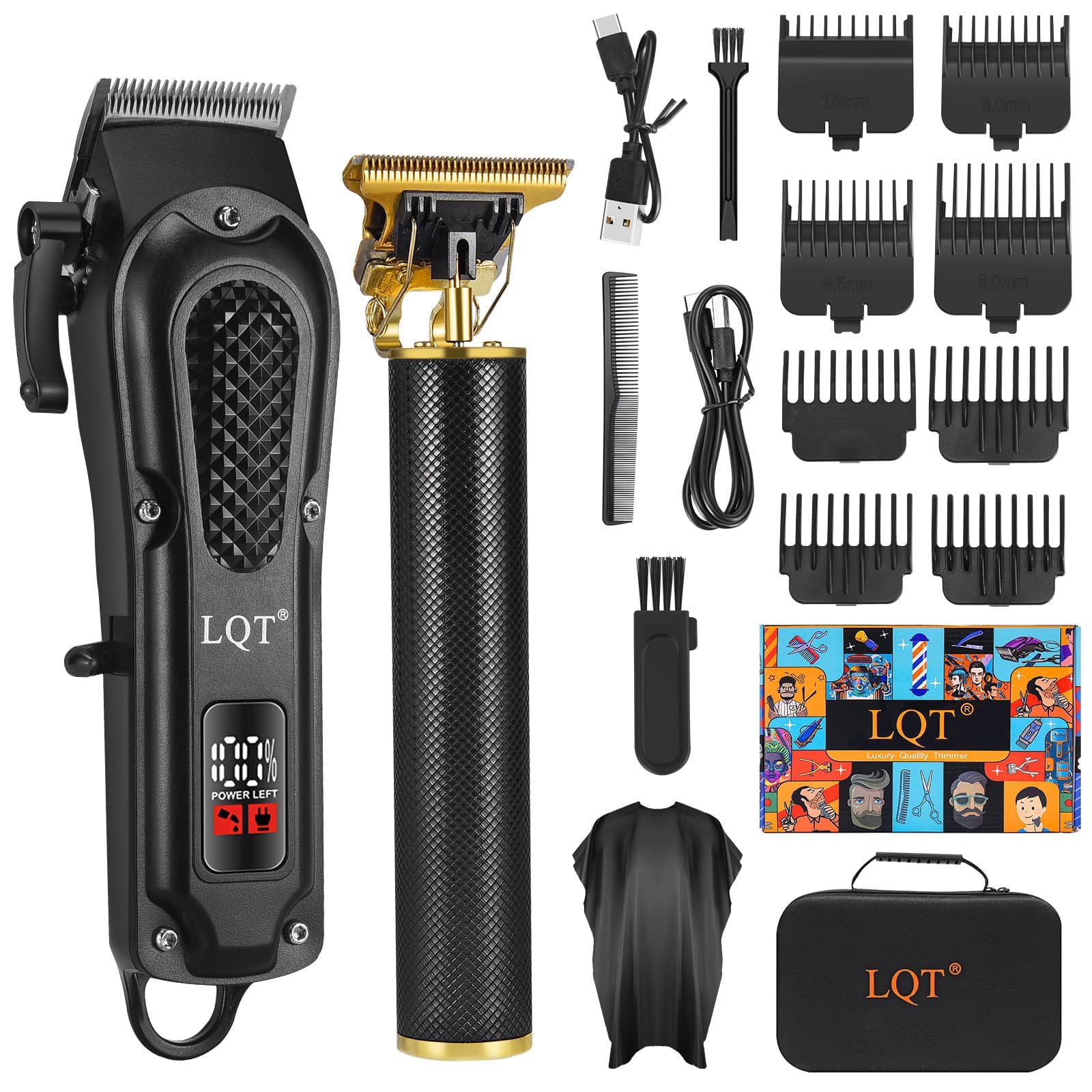 LQT Men's Professional Hair Clippers Kit overview showing versatility and design.