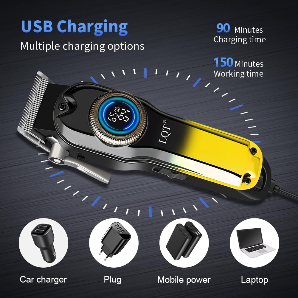 LQT Hair Clippers with adjustable taper lever for customizable cuts.