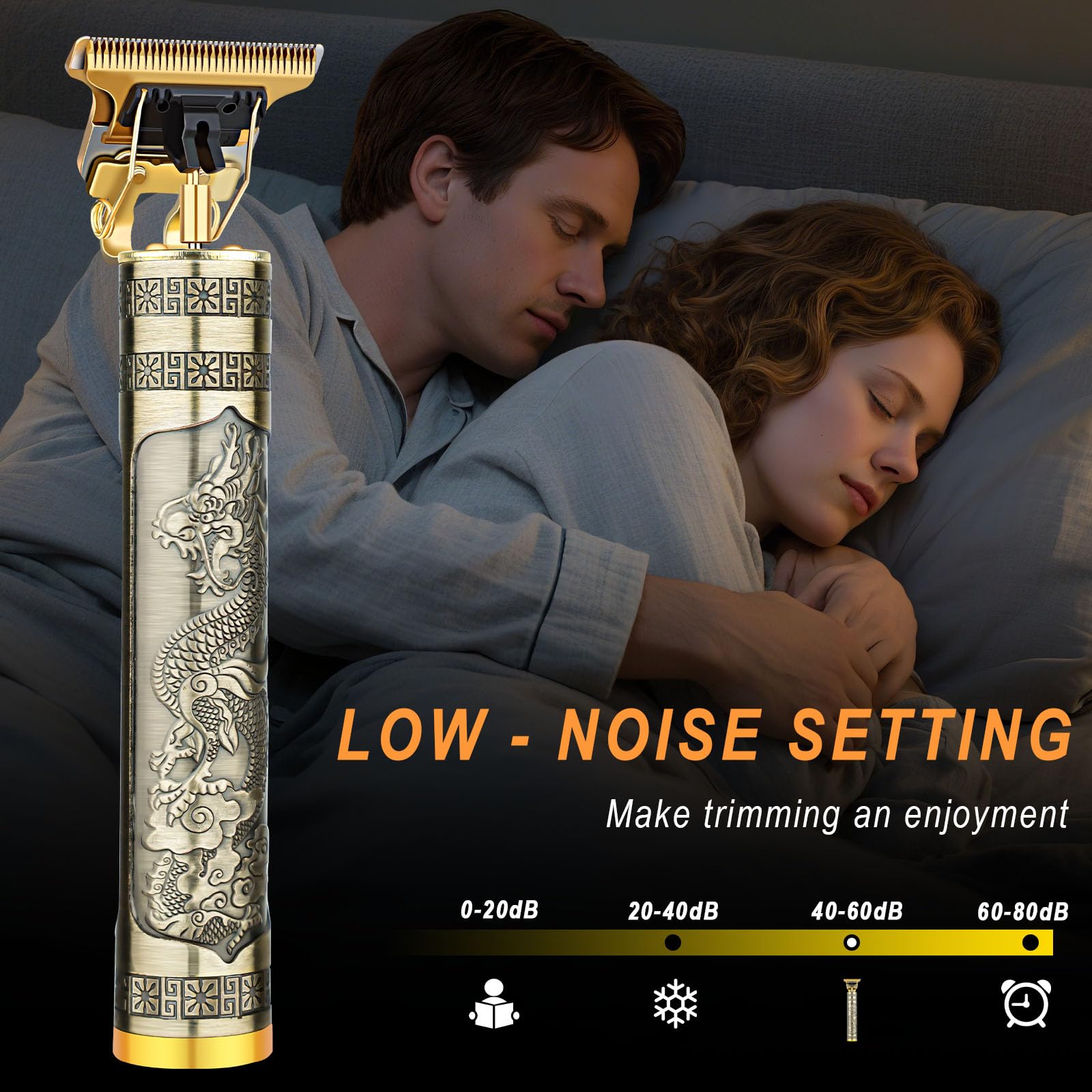 LQT Cordless Rechargeable Hair Trimmer with metal body for portable grooming.