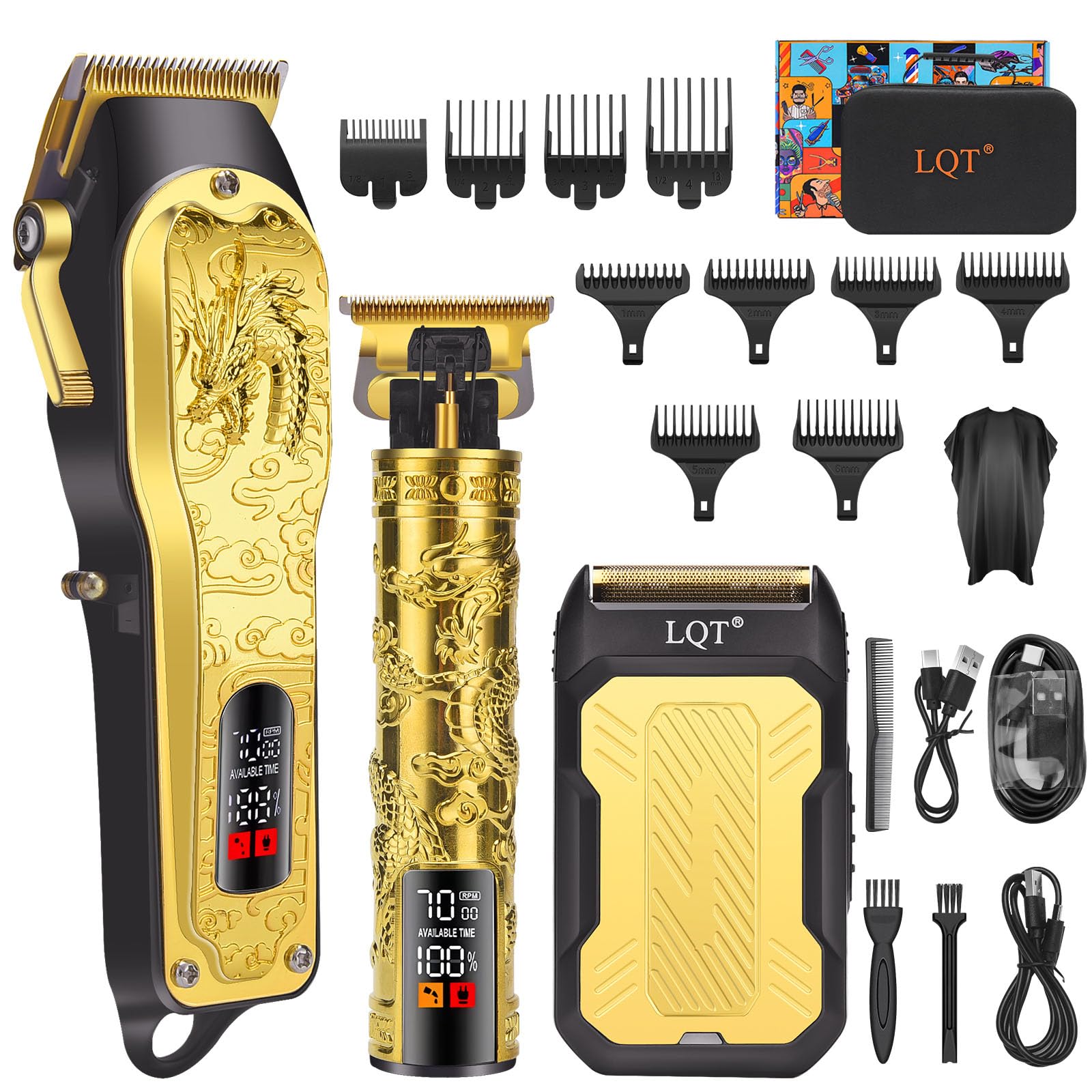 LQT professional 3-in-1 set with gold LED display for precise at-home styling
