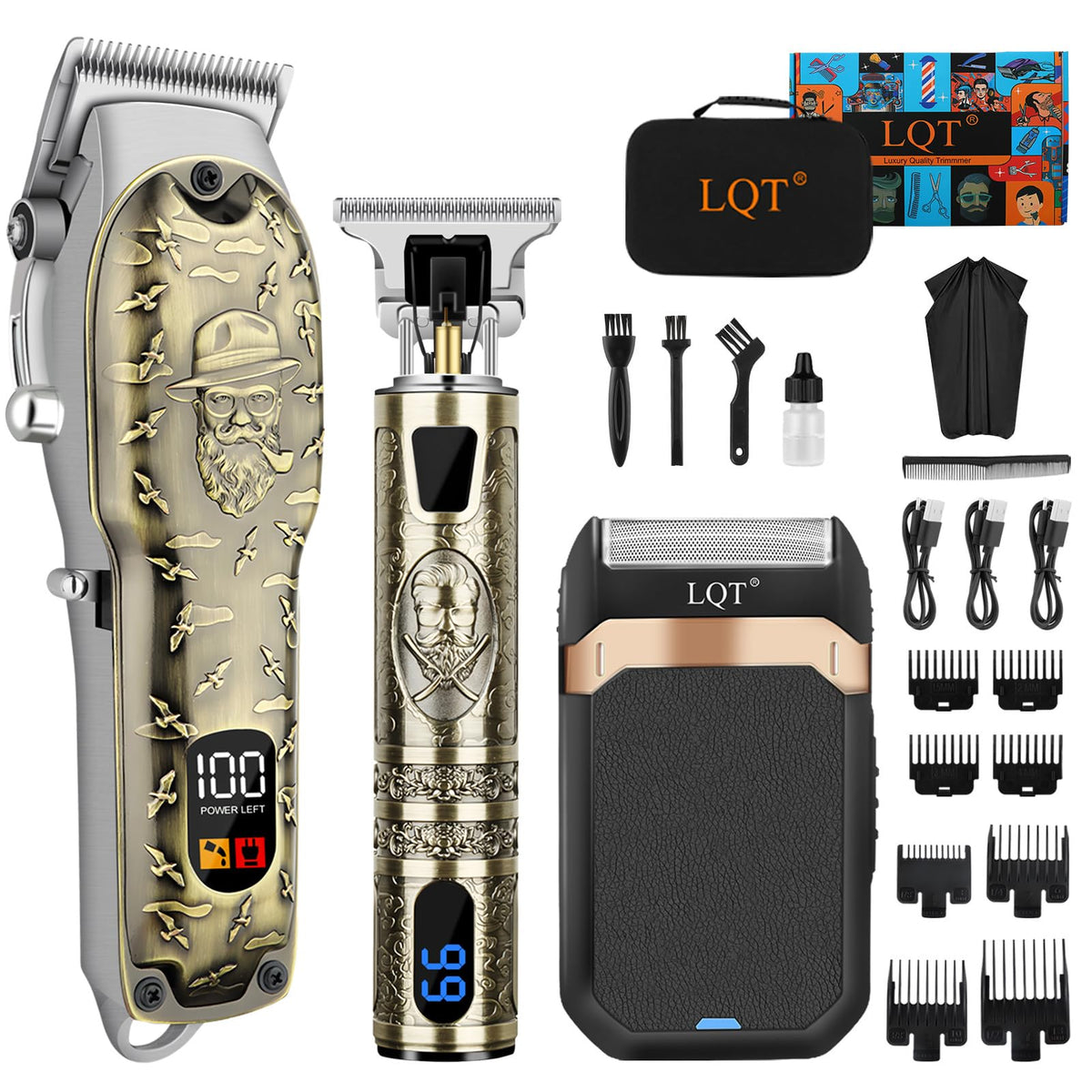 LQT professional clipper bronze embossed body for precise salon-quality cuts