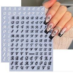 LRKNNO black white gold silver letter stickers pack adds elegant accents to manicure