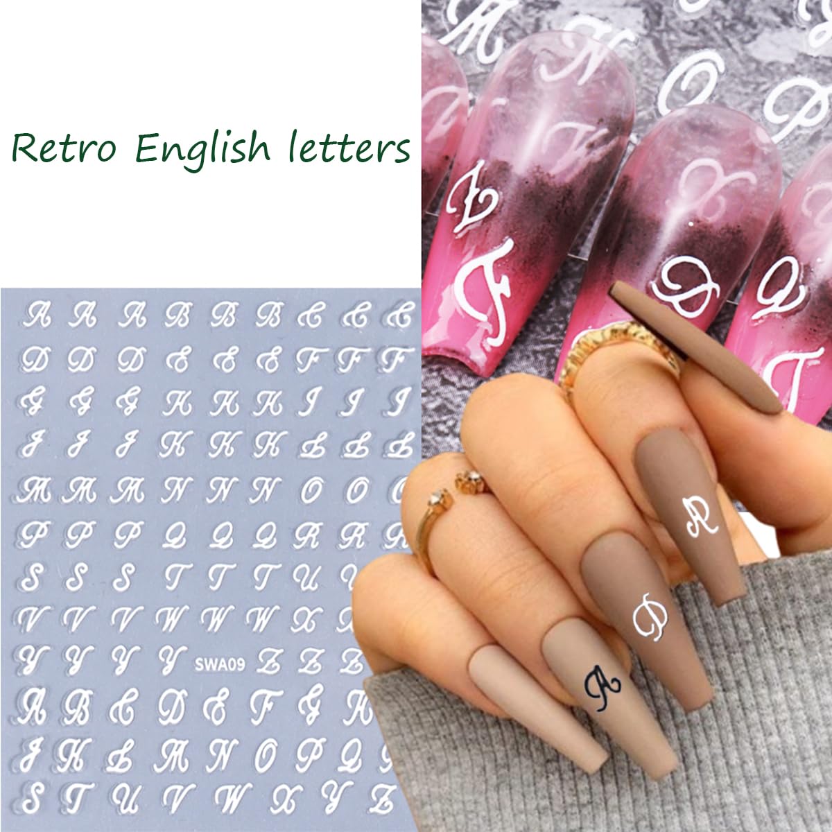 LRKNNO nail art stickers applied on natural nails for DIY decoration