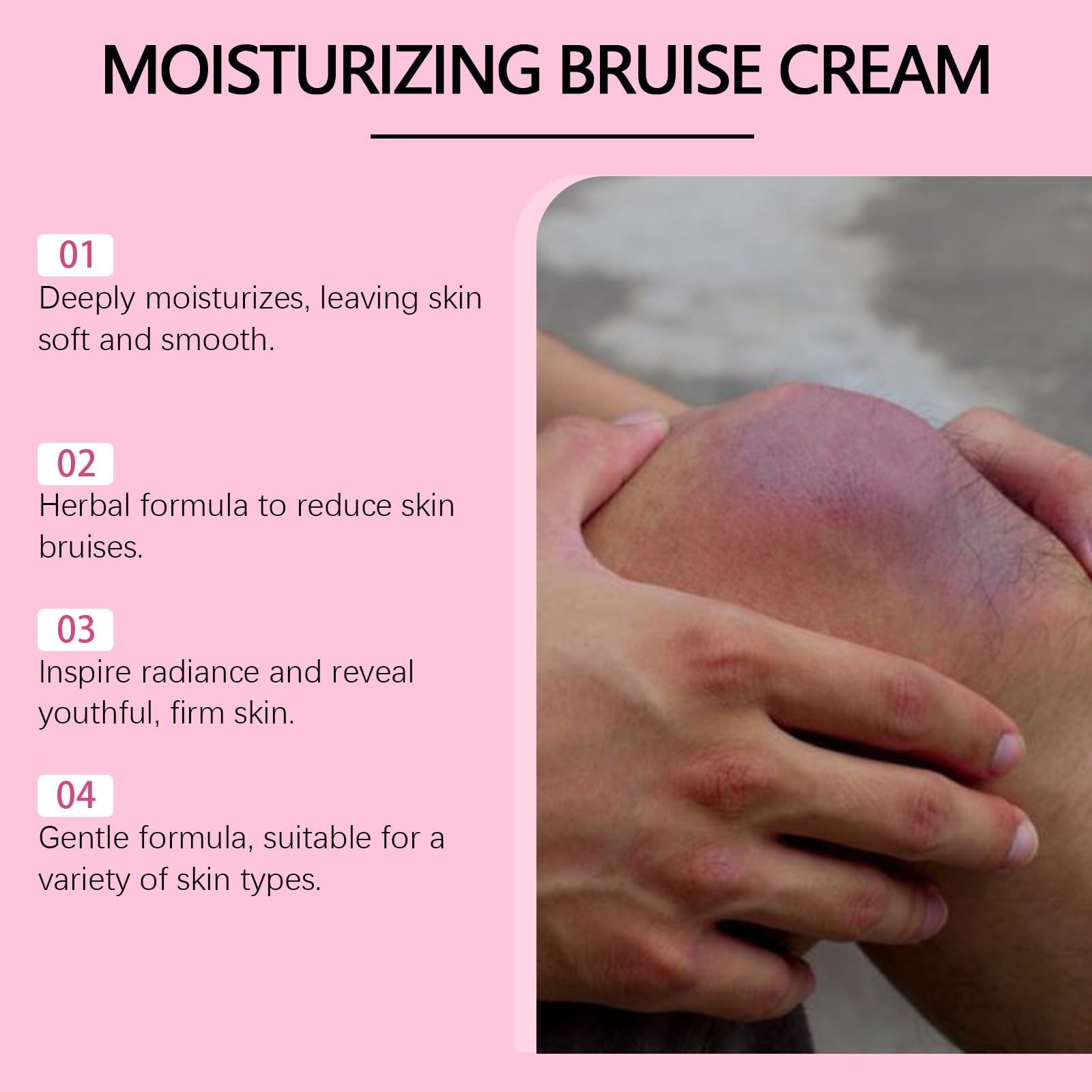 Finished look after LSJSDS Bruise Cream application showing hydrated skin.
