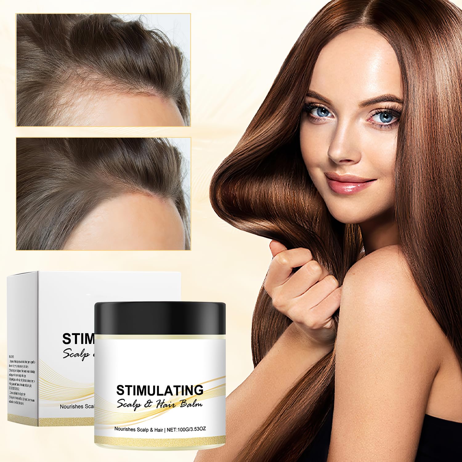 LSROUMEL balm application on scalp demonstrates easy, quick absorption