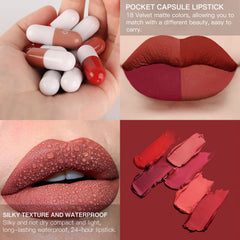 LSxia mini capsule lipstick swatch chart showing shade variety