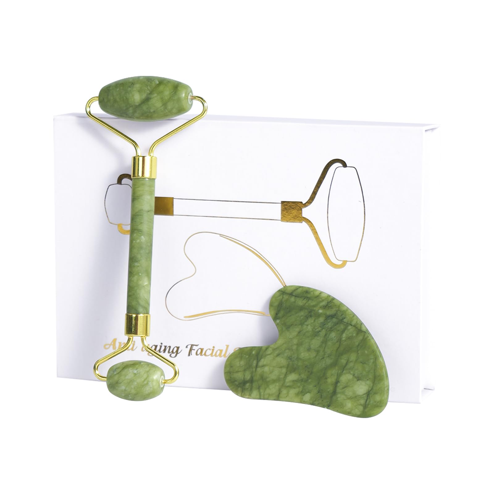 LSXKAMIX jade roller dual-head for facial lifting and contouring.