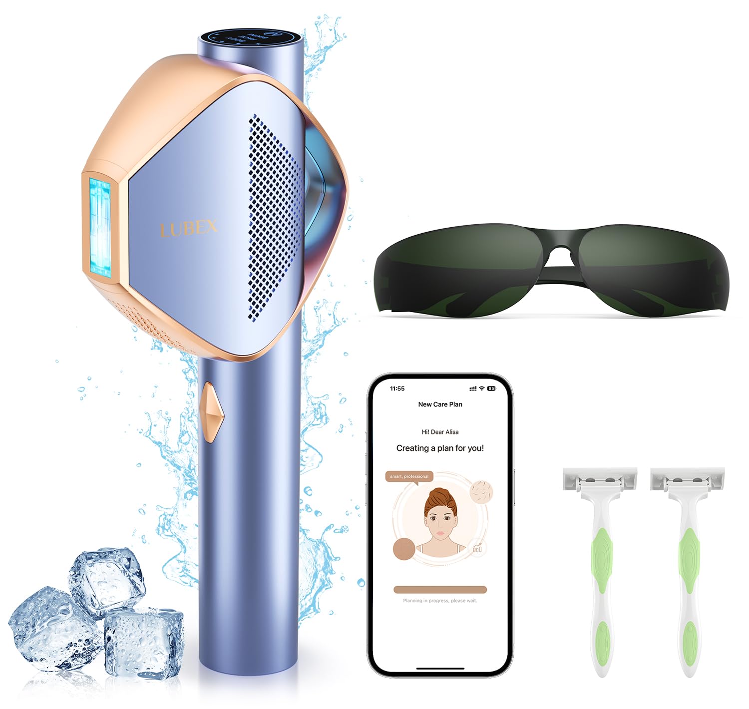 Lubex Smart IPL device front view for at-home hair removal.