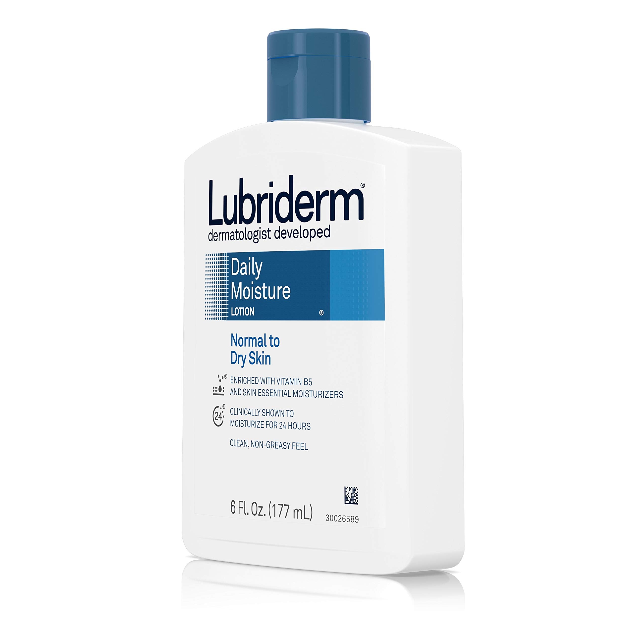 Lubriderm Daily Moisture bathroom scene — accessible daily lotion for hands and body.