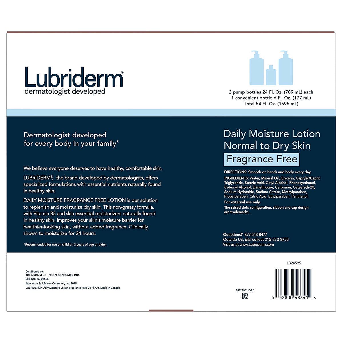 Lubriderm Daily Moisture Lotion fragrance-free texture close-up shows light, quick-absorbing hydration.