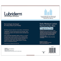 Lubriderm Daily Moisture Lotion fragrance-free texture close-up shows light, quick-absorbing hydration.