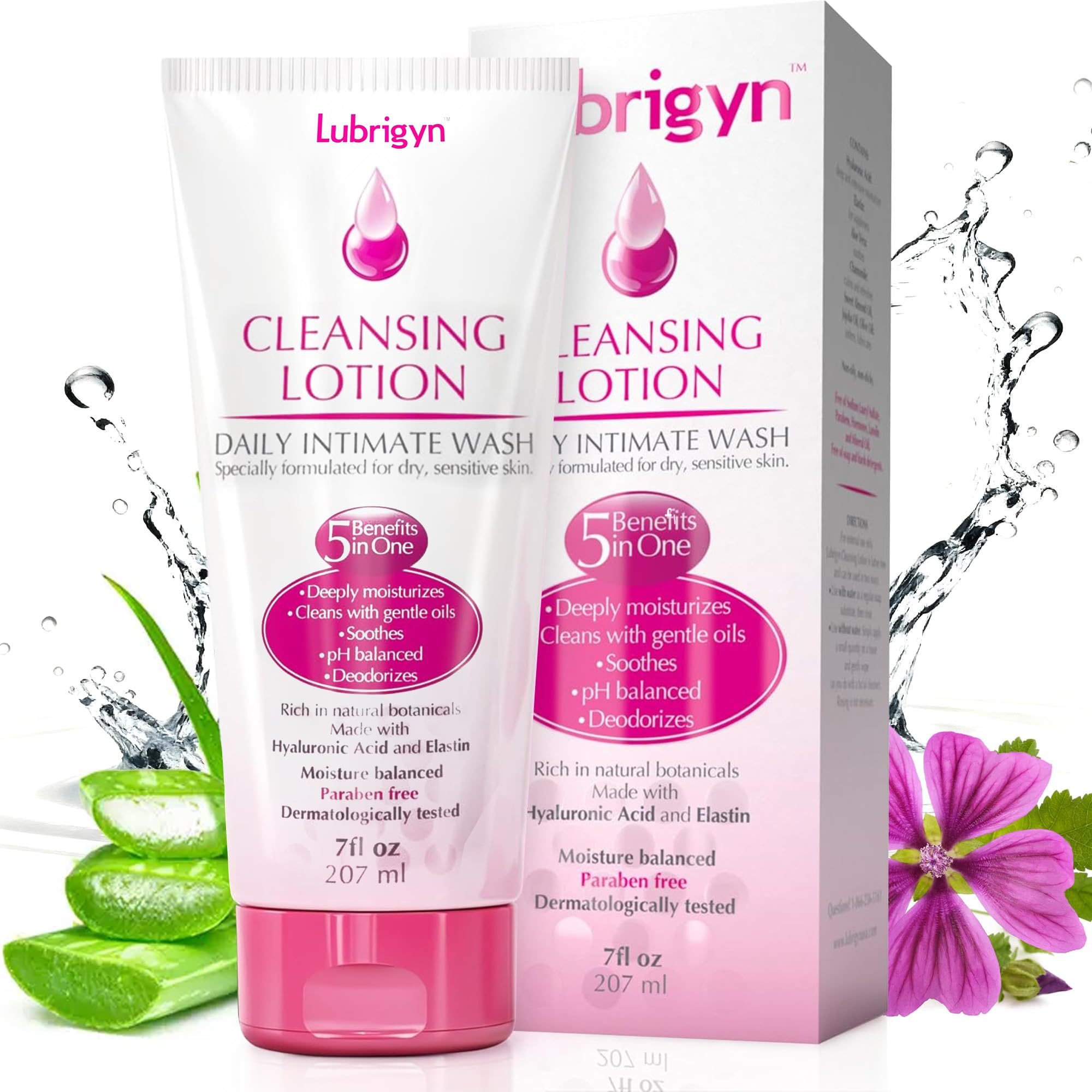 Lubrigyn cleansing lotion bottle pump shows easy, mess-free daily moisture.