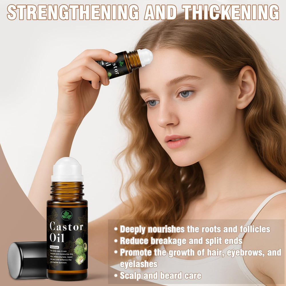 Lubynia Organic Castor Oil Roll-On eyelashes—conditioning for stronger, healthier lashes.
