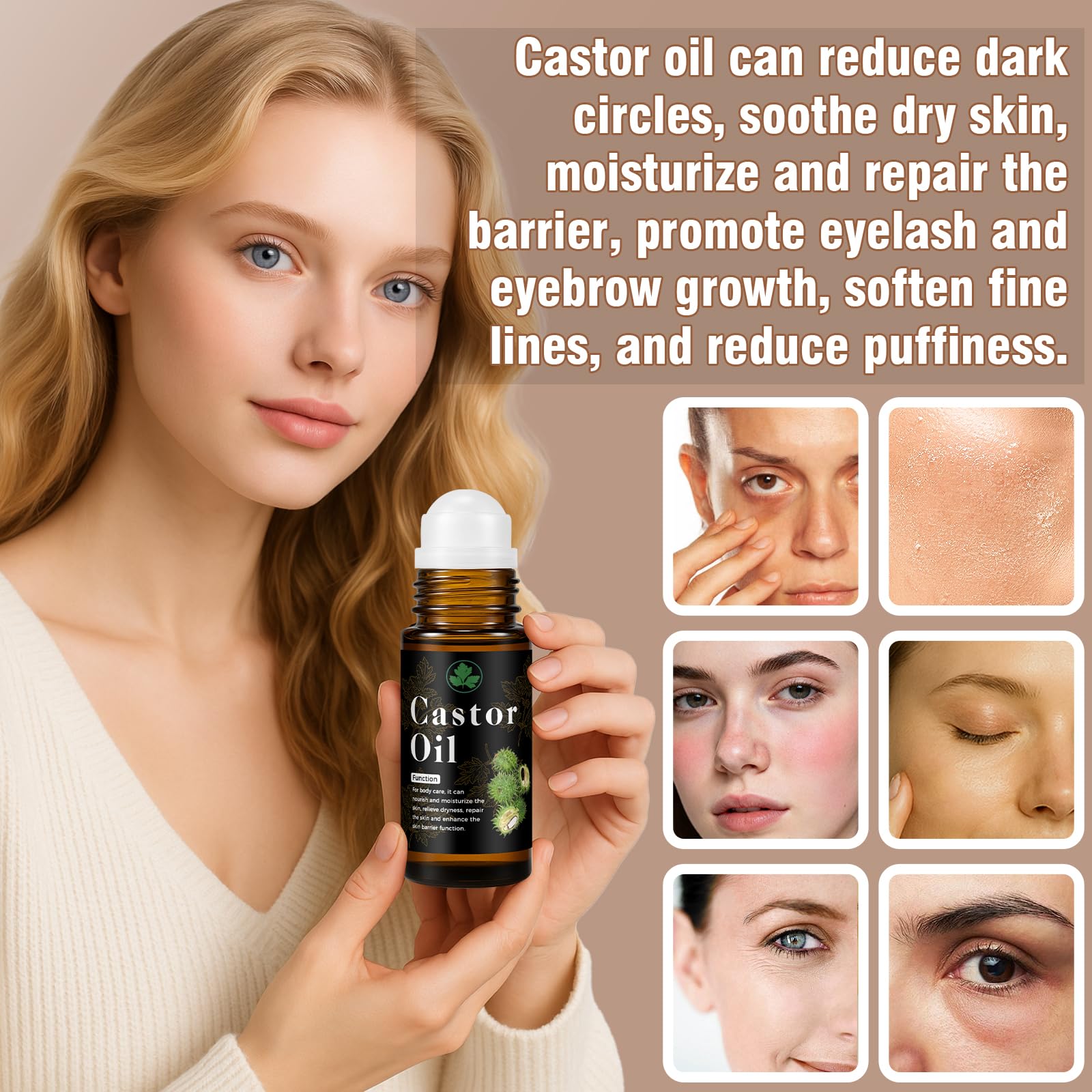 Lubynia Organic Castor Oil Roll-On face—deep hydration for complexion.
