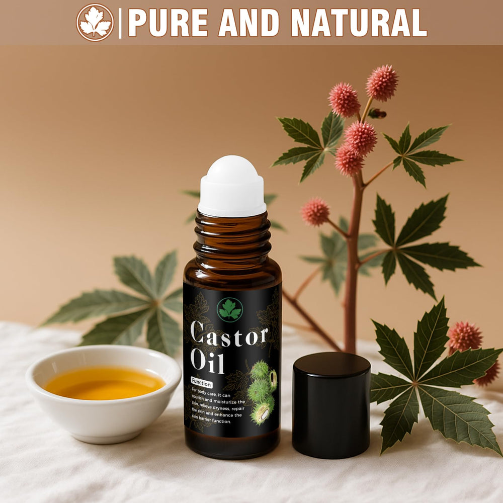 Lubynia Organic Castor Oil Roll-On hair—scalp nourishment and shine.