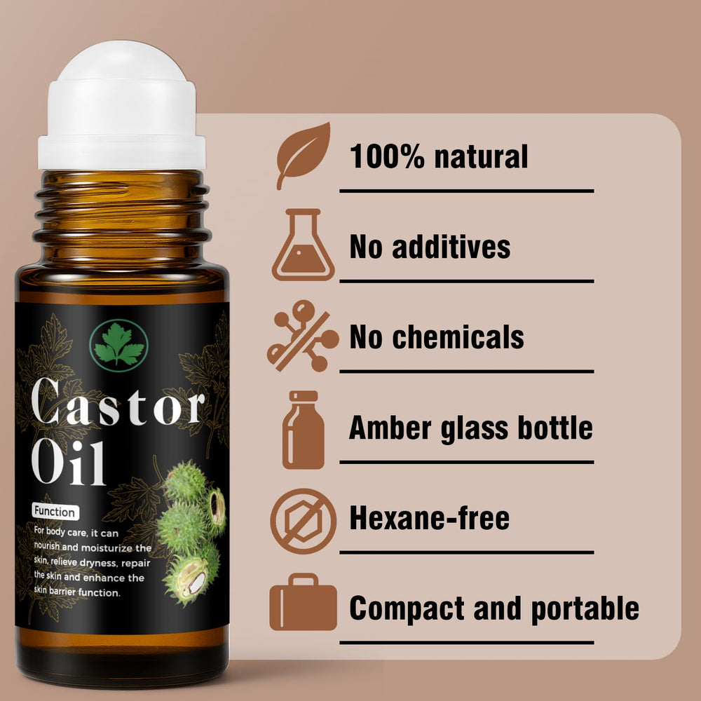 Lubynia Organic Castor Oil Roll-On skin—deep moisturizing for dryness and redness.