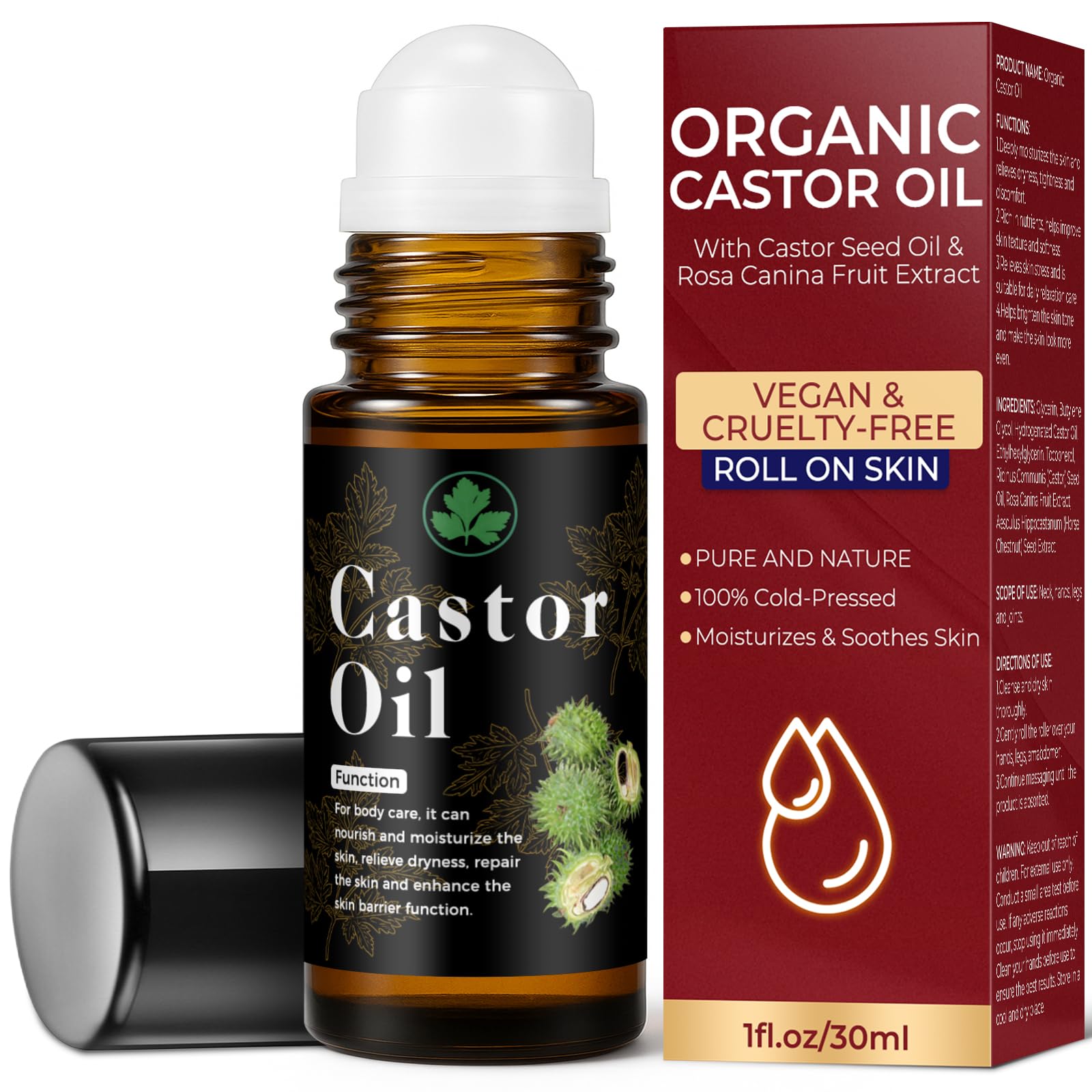 Lubynia Organic Castor Oil Roll-On waist—targeted moisture for skin.