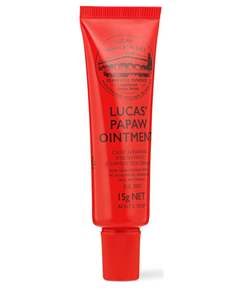 Lucas Papaw Ointment 15g two-pack packaging for convenient on-the-go skincare.