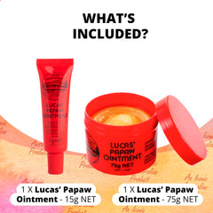 Lucas Papaw lip ointment tube closeup highlighting soothing, moisturizing formula.
