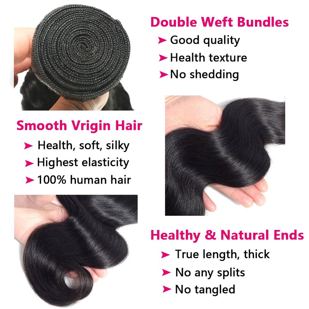 LUCASHA 22-inch body wave bundles with closure deliver full-length waves and shine.