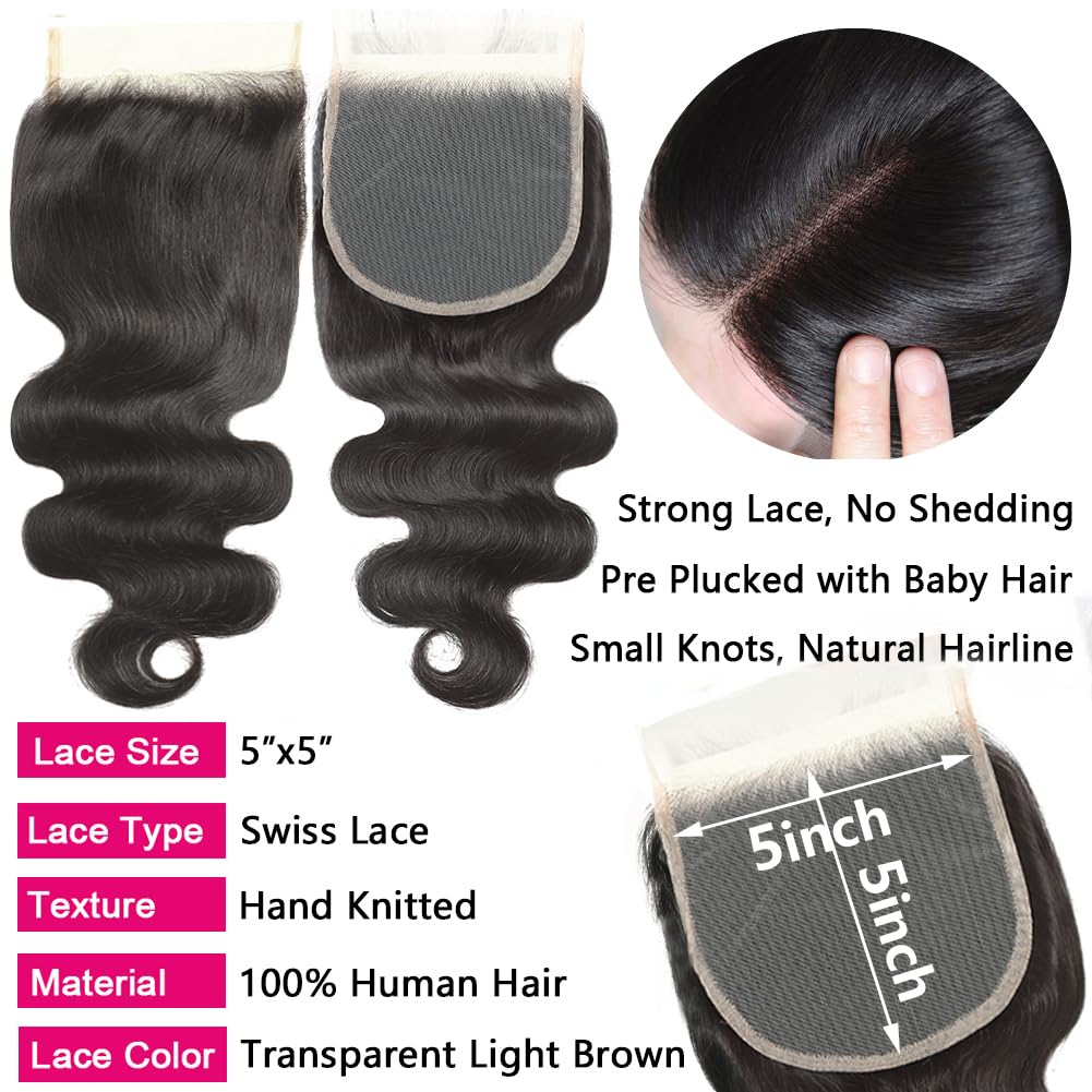 LUCASHA 5x5 lace closure closeup highlights light brown Swiss lace and pre-plucked edges.