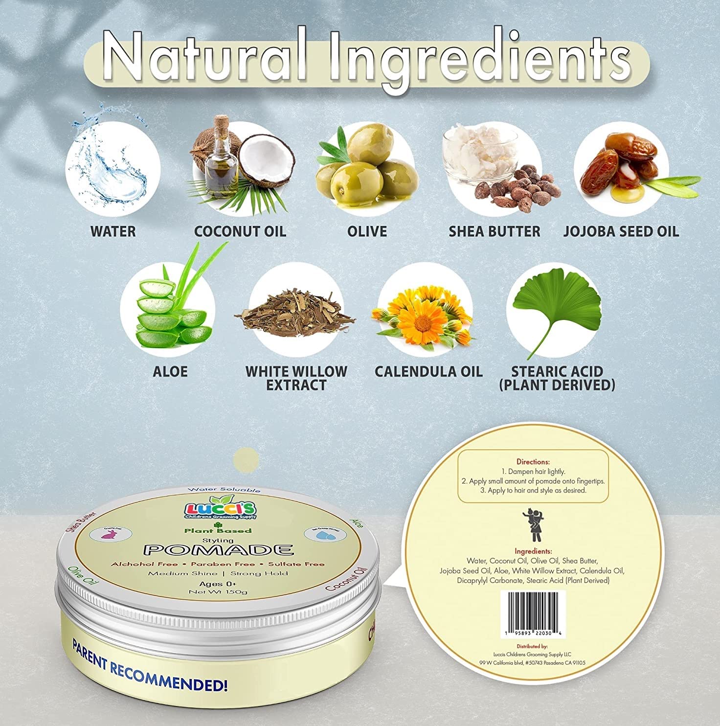 LUCCI’S gel features coconut olive oil shea butter for nourishing styling.