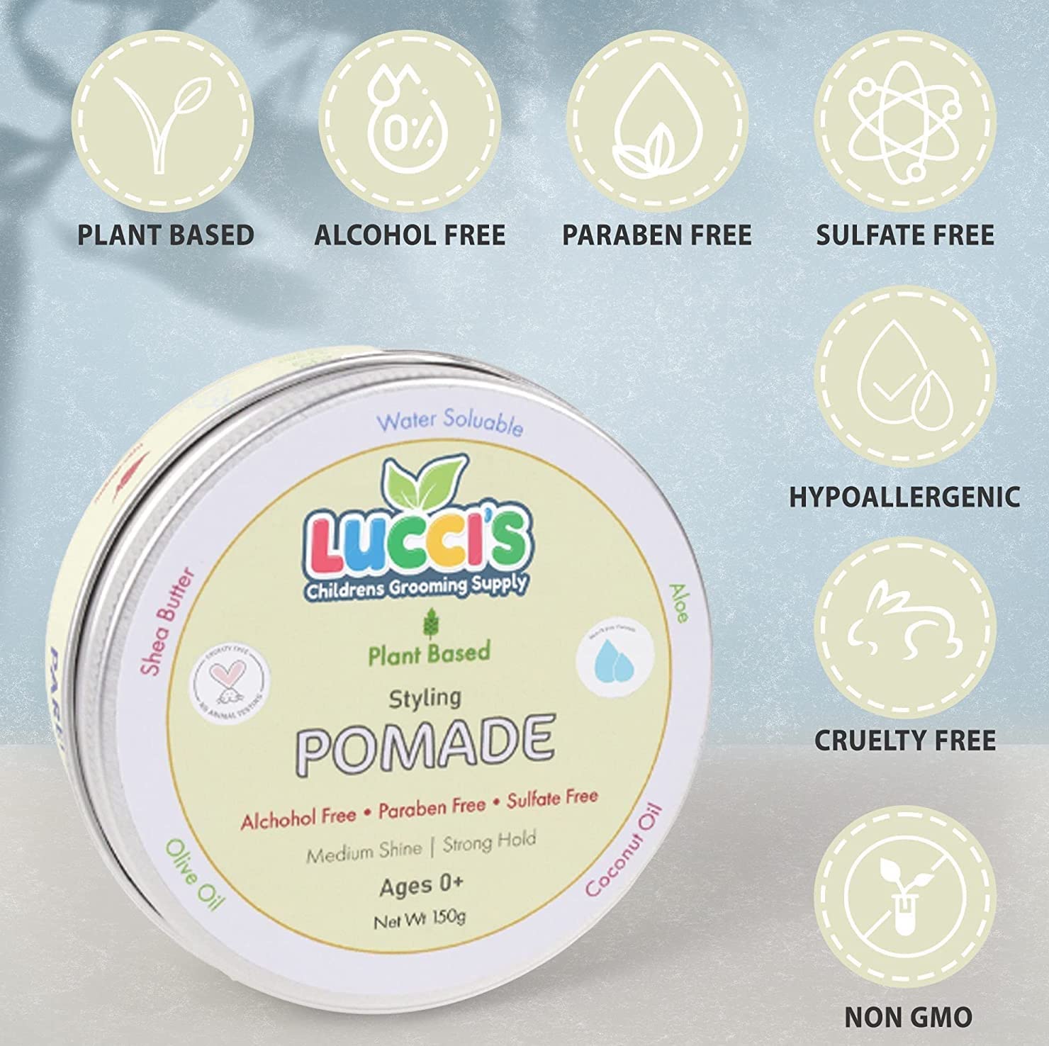 Packaging highlights parabens and sulfates free safety cues.