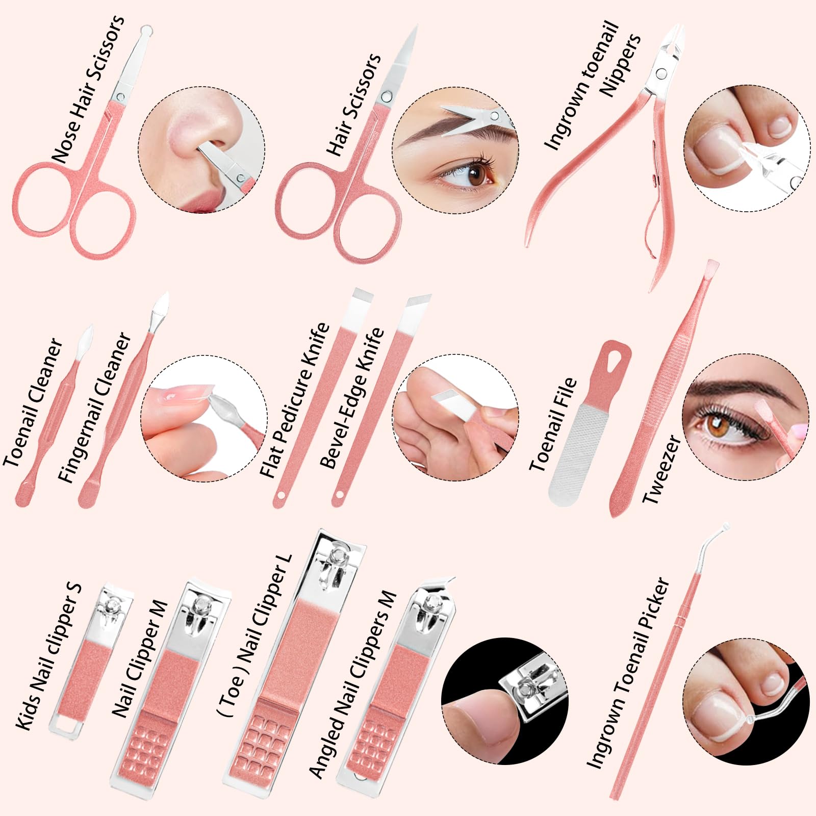 Luck Around professional nail tools arranged neatly for easy selection.