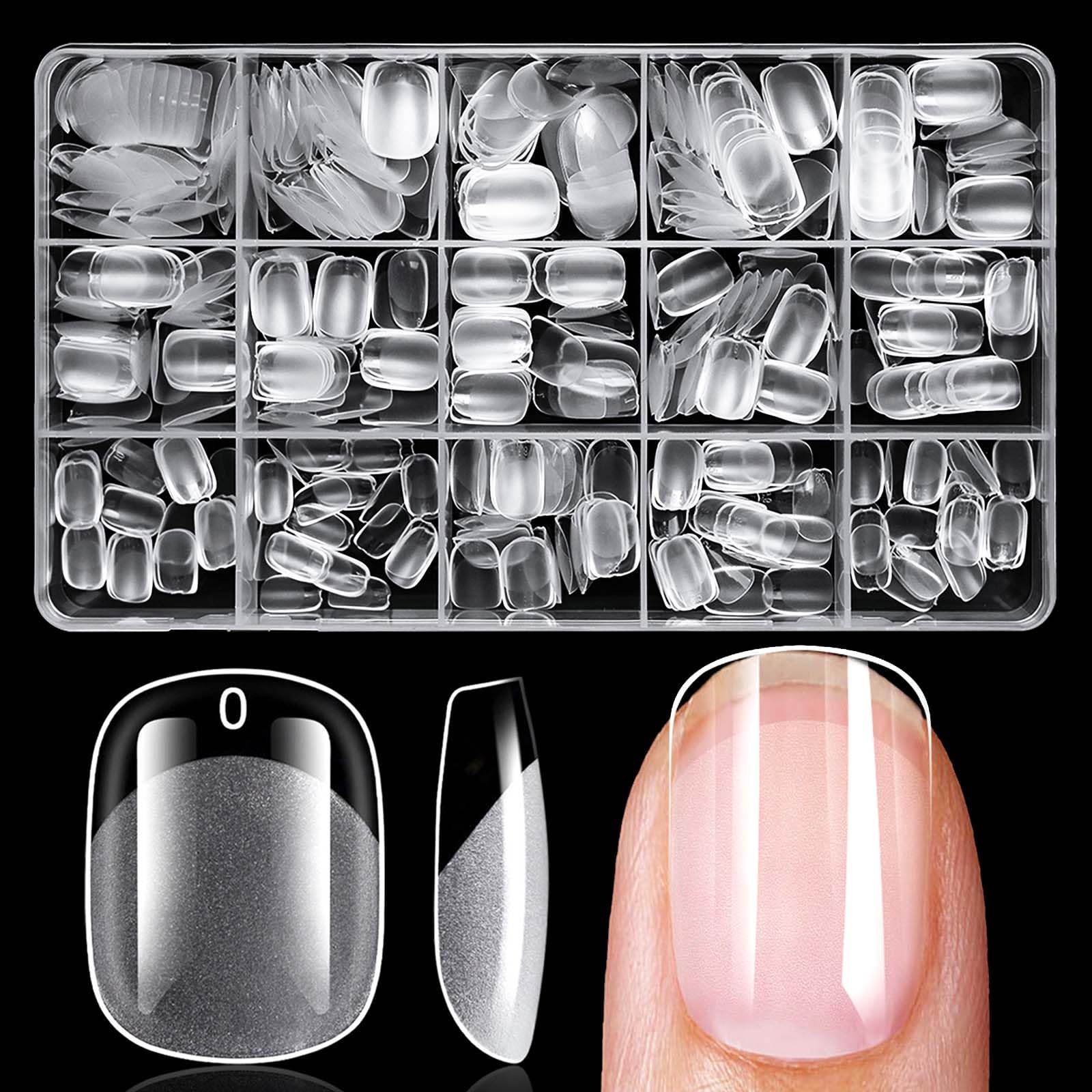 LuckForever 300pc extra-short square nail tips clear for fast, natural-looking nail extensions.