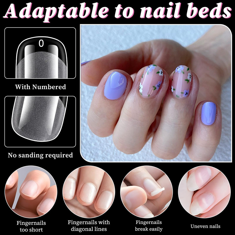 LuckForever Short Squoval Nail Tips Clear for quick full-cover nails.