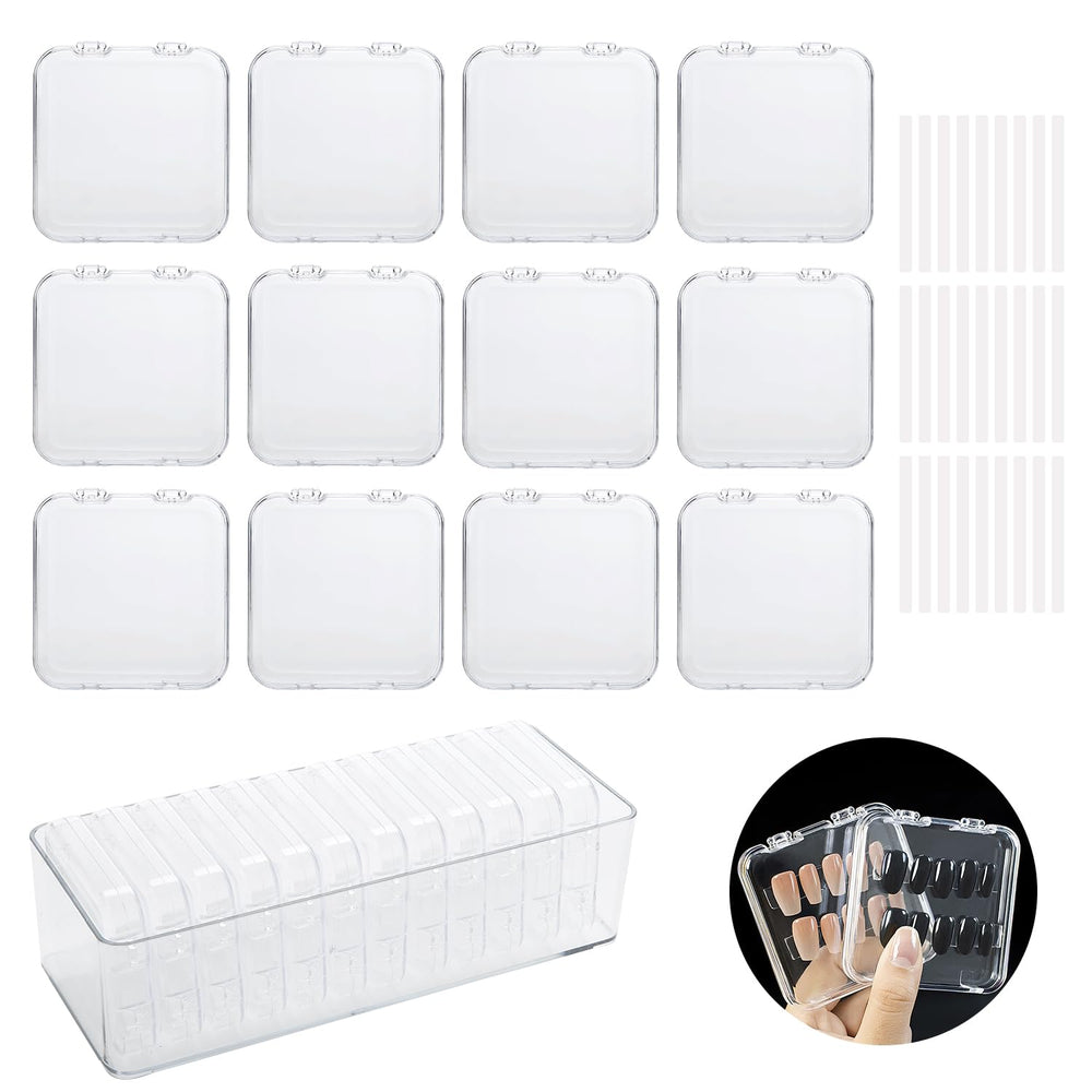 LUCKJUJU press-on nail storage box front view with compact acrylic display.