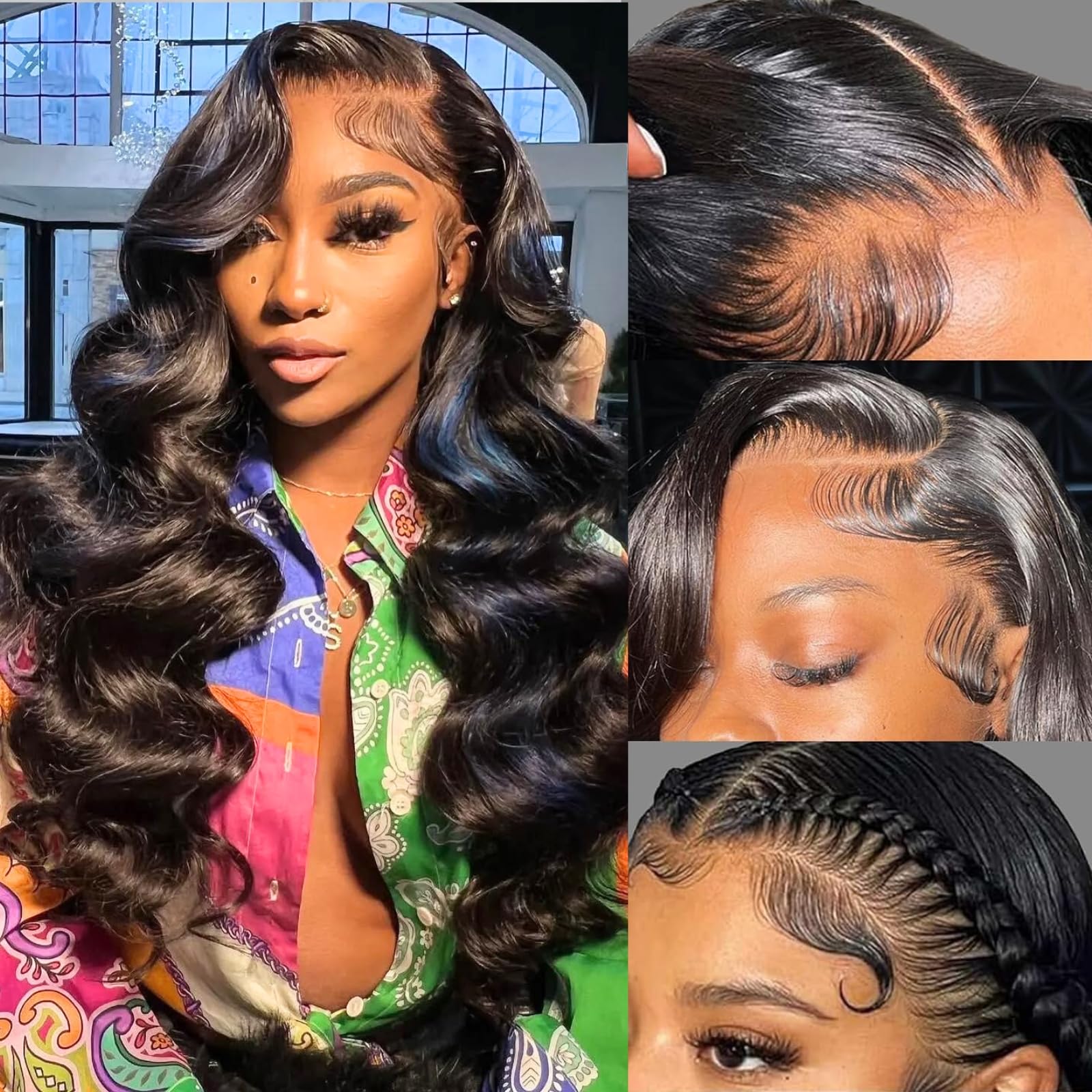 LUCKOKOS 30in body wave lace front wig showcasing length and natural volume